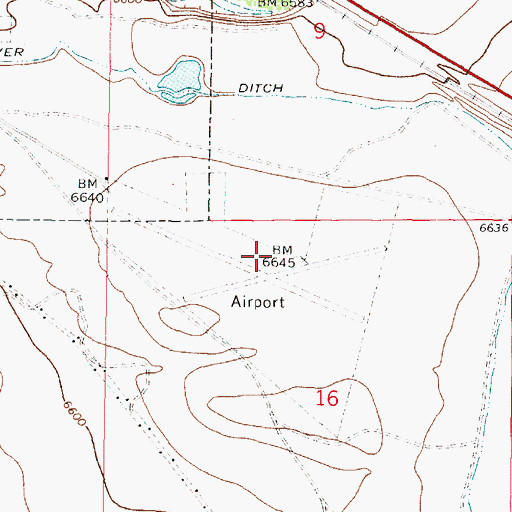 Topographic Map of Medicine Bow Airport, WY