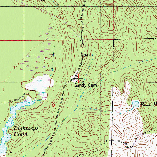 Topographic Map of Sandy Cemetery, AL