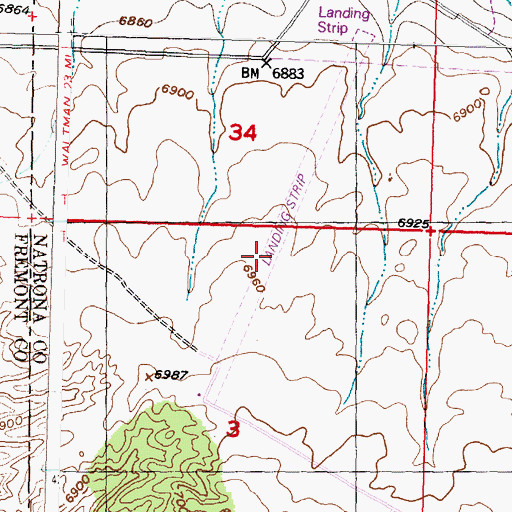 Topographic Map of Gas Hills Airstrip (historical), WY