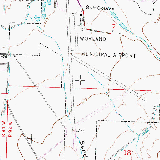 Topographic Map of Washakie Memorial Hospital Heliport, WY