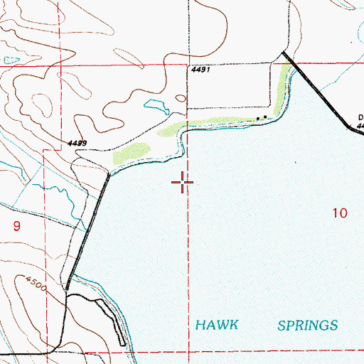 Topographic Map of Hawk Springs Dam Number 1, WY