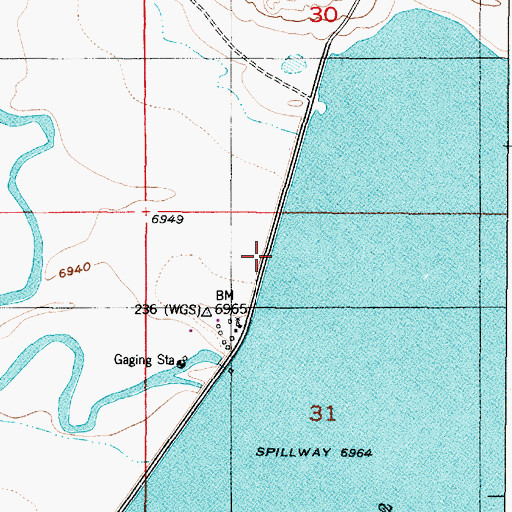 Topographic Map of Wheatland Number 2 Dam, WY