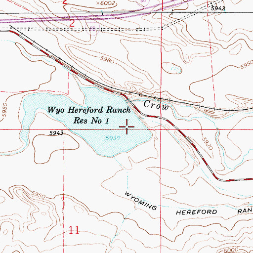 Topographic Map of Wyoming Hereford Ranch Number 1 Dam, WY