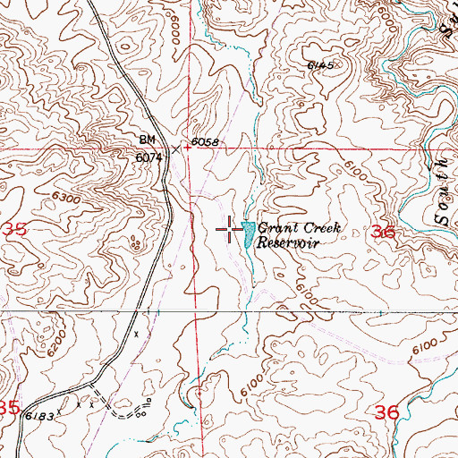 Topographic Map of Grant Creek Dam, WY
