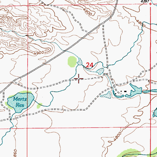 Topographic Map of Mertz Number 2 Dam, WY