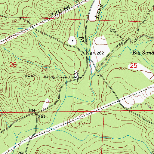 Topographic Map of Sandy Creek Baptist Church, AL