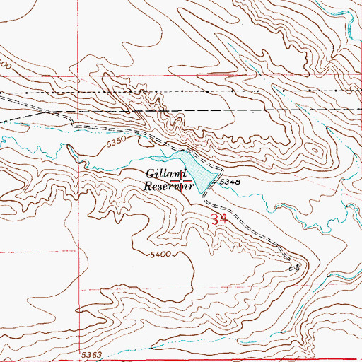 Topographic Map of Gilland Dam, WY