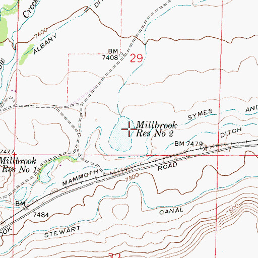 Topographic Map of Millbrook Number 2 Dam, WY