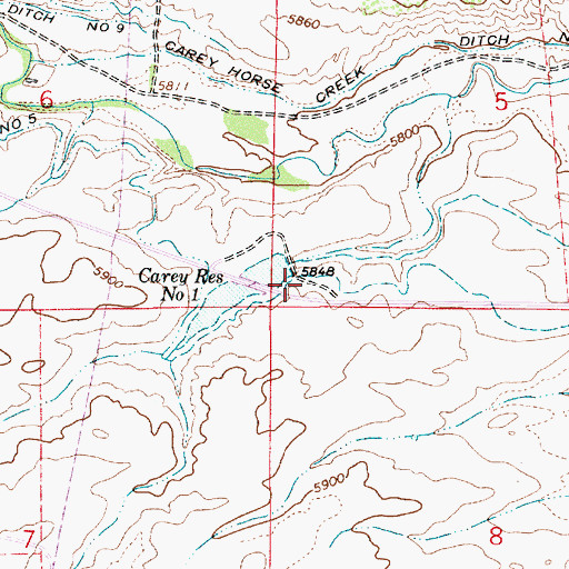 Topographic Map of Carey Number 1 Dam, WY