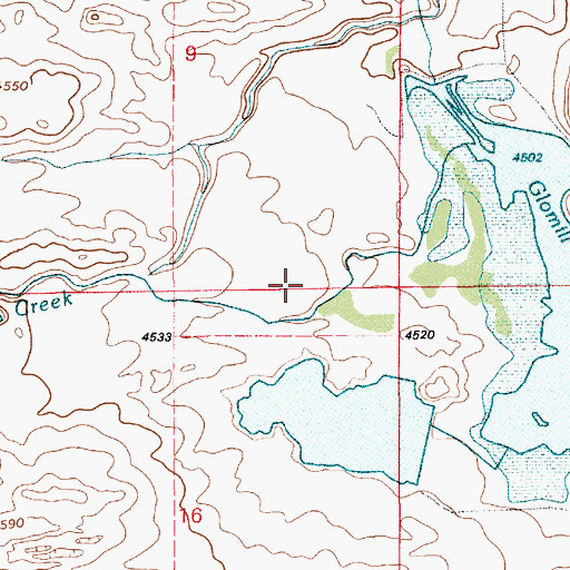 Topographic Map of Glomill Reservoir, WY
