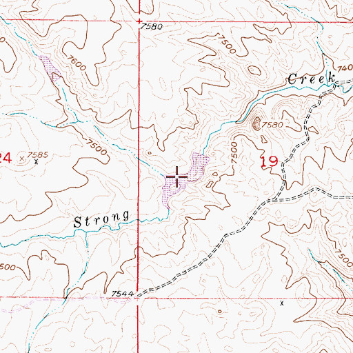 Topographic Map of Strong Number 4 Reservoir, WY