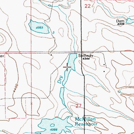 Topographic Map of McMillen Reservoir Number 3, WY