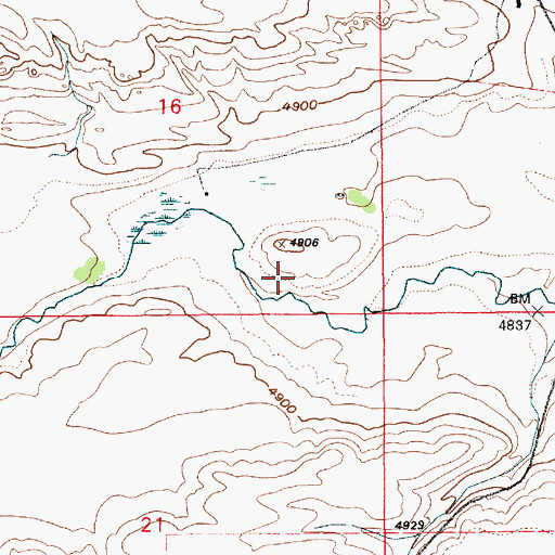 Topographic Map of Marsh Dam, WY
