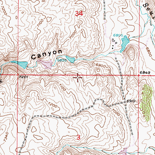 Topographic Map of Canon Number 2 Dam, WY