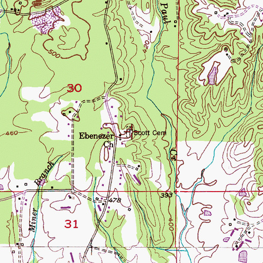 Topographic Map of Scott Cemetery, AL