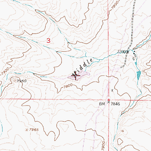 Topographic Map of Bliss Number 1 Reservoir, WY