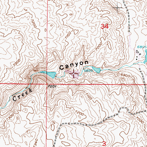 Topographic Map of Canon Number 3 Dam, WY