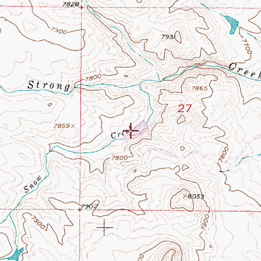 Topographic Map of Strong Number 1 Reservoir, WY