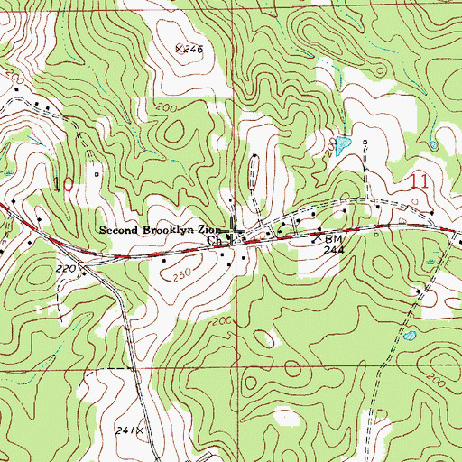 Topographic Map of Second Brooklyn Zion Church, AL