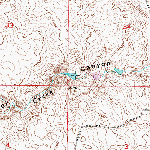 Topographic Map of Canon Number 1 Dam, WY