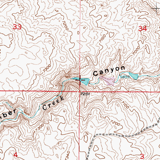 Topographic Map of Canon Number 1 Reservoir, WY