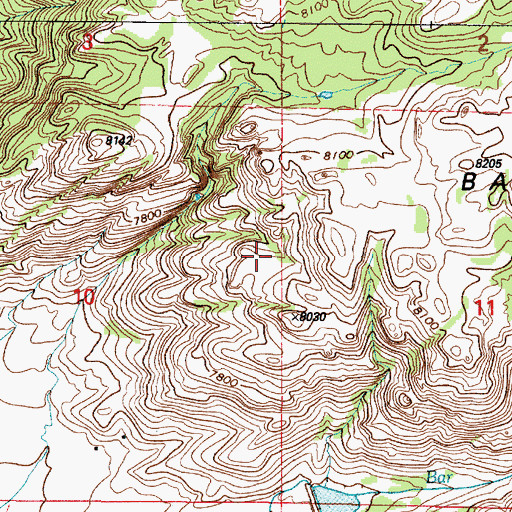 Topographic Map of Bar M Number 1 Reservoir, WY