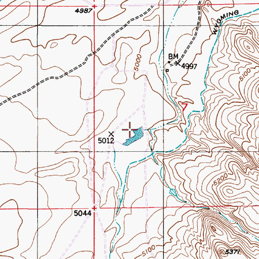 Topographic Map of Eshom Dam, WY