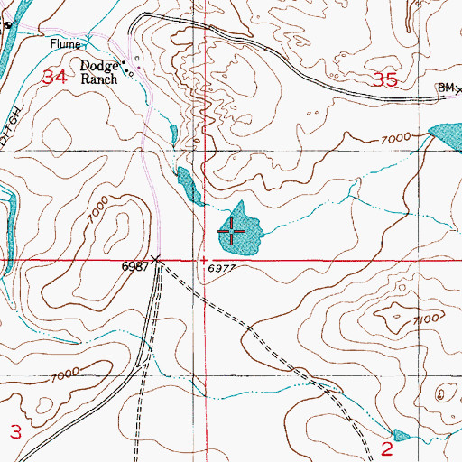 Topographic Map of Glade Number 2 Reservoir, WY