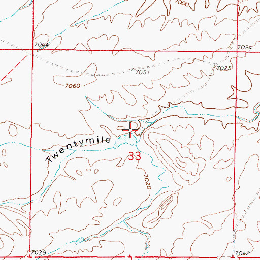 Topographic Map of Twenty Mile Number 1 Dam, WY