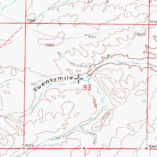 Topographic Map of Twenty Mile Number 1 Reservoir, WY