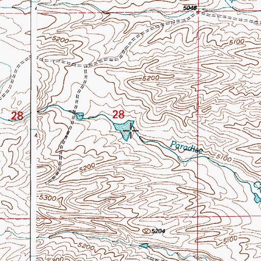 Topographic Map of Bohnke Dam, WY