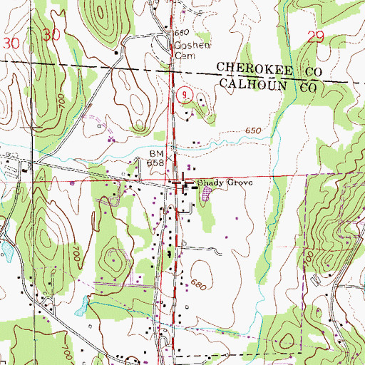 Topographic Map of Shady Grove Church, AL