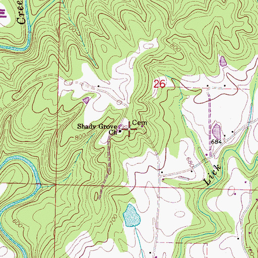 Topographic Map of Shady Grove Methodist Church, AL