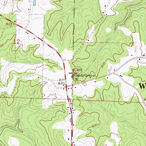 Topographic Map of Shady Grove Church, AL