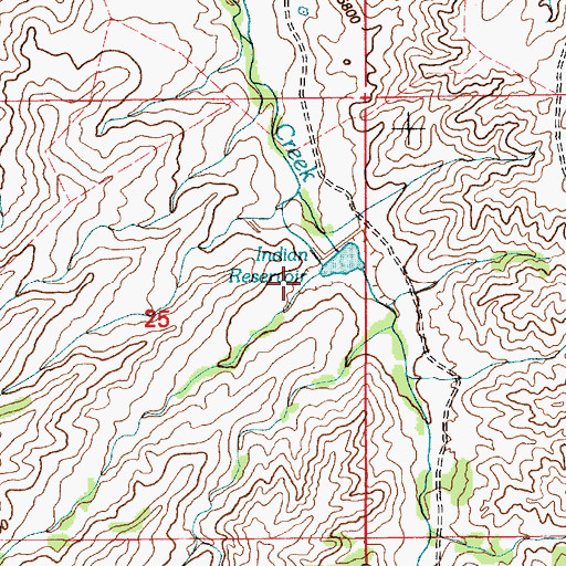 Topographic Map of Indian Number 1 Dam, WY