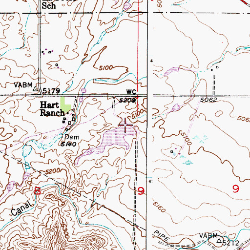 Topographic Map of East Side Number 2 Dam, WY