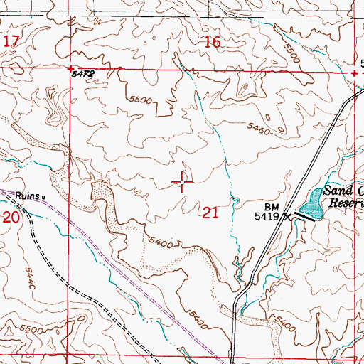 Topographic Map of Sand Creek Reservoir, WY