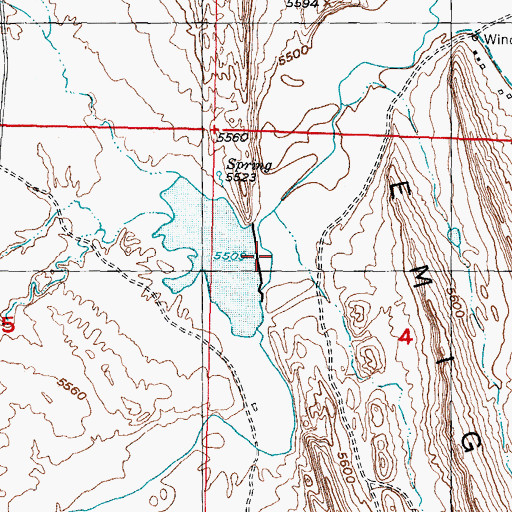 Topographic Map of Shreiner Dam, WY