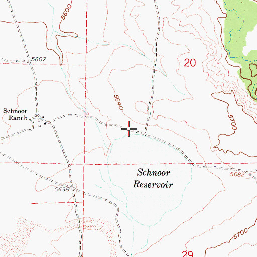 Topographic Map of Schnoor Reservoir, WY