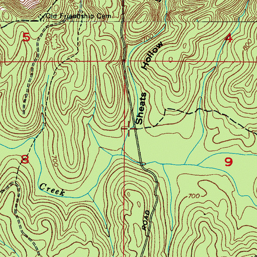 Topographic Map of Sheats Hollow, AL