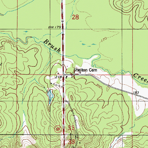 Topographic Map of Shelton Cemetery, AL