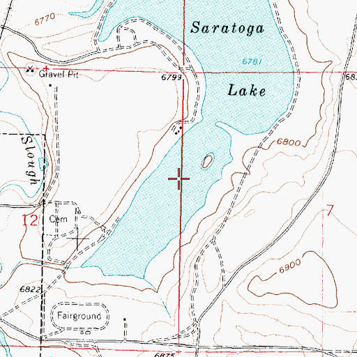 Topographic Map of Saratoga Reservoir, WY