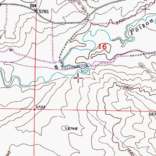 Topographic Map of Poison Spider Dam, WY