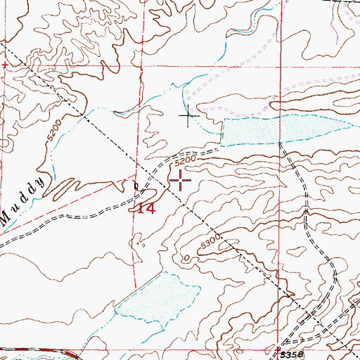 Topographic Map of Dry Muddy Reservoir, WY