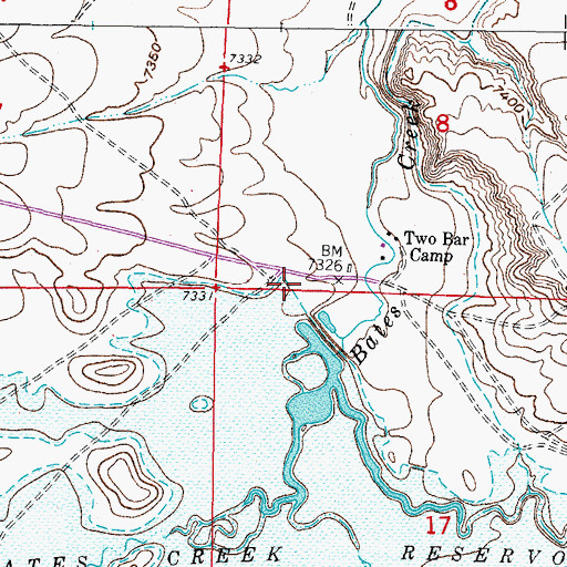 Topographic Map of Bates Creek Dam, WY