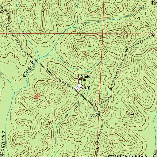 Topographic Map of Shiloh Methodist Church, AL