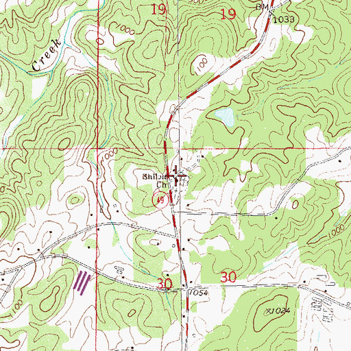 Topographic Map of Shiloh Church, AL