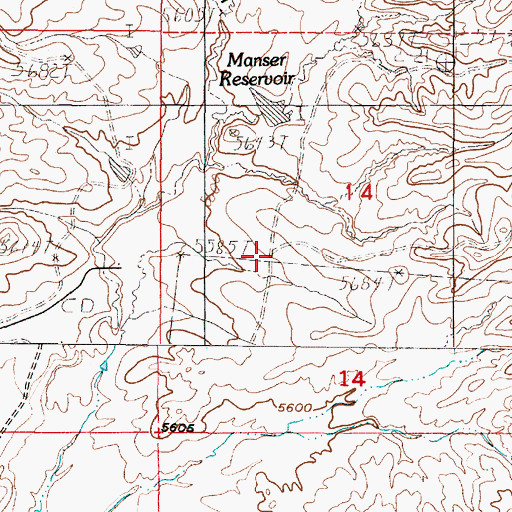 Topographic Map of V-One Reservoir, WY