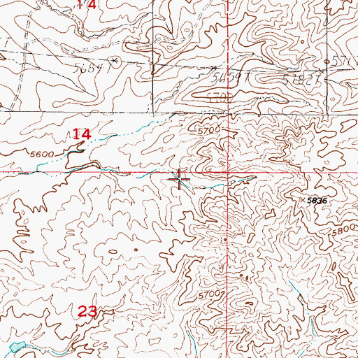 Topographic Map of V-Two Reservoir, WY