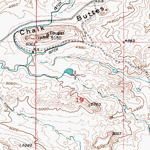 Topographic Map of Chalk Buttes Dam, WY
